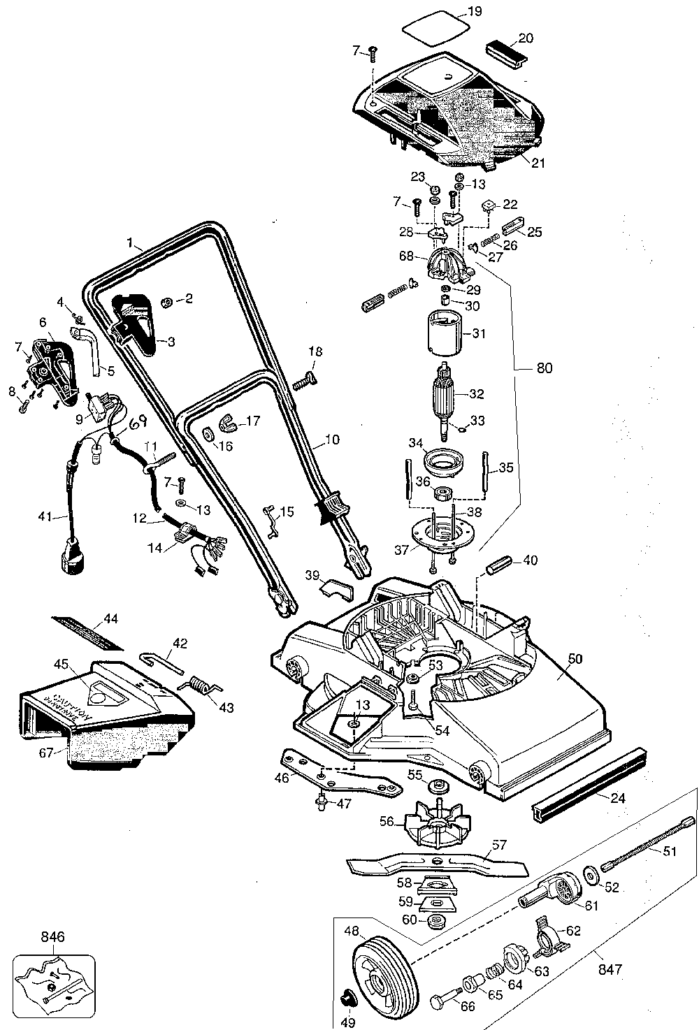 Exploded Diagram A Diagram and Parts List for M2240 Type 1 Black and Decker Lawn Mower